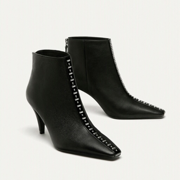 Zara Shoes - Zara high heel leather ankle booties black